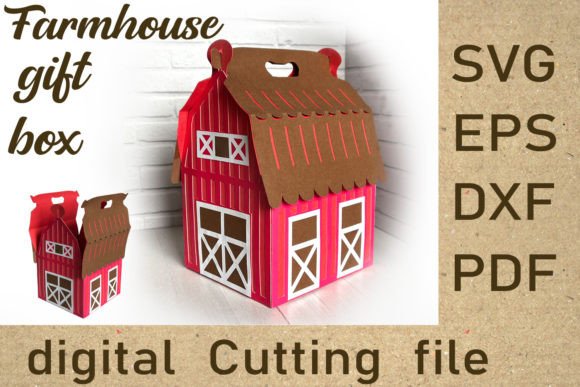 3D Barn Box Template 3D Papercut SVG