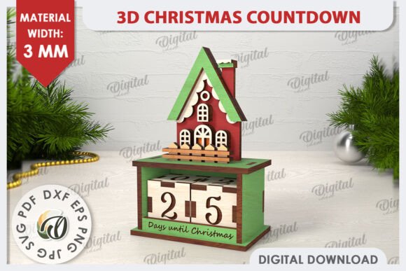 3D Christmas Countdown Laser Cut Design