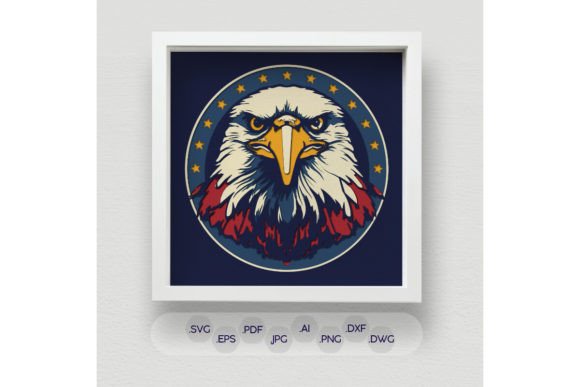 3D Eagle Shadow Box SVG, American Symbol
