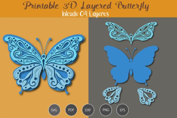 3D Layered Butterfly SVG: Graphics and Crafts for Editorial Polish