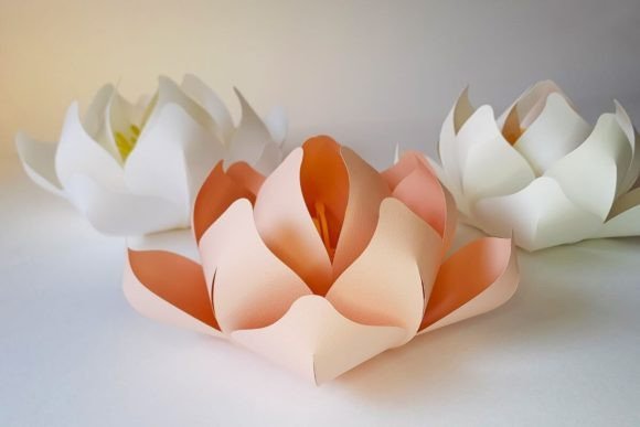 3D Paper Lantern Lotus Flower: 3D SVG Table Decorations for Editorial Design