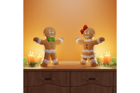 3D Papercraft Gingerbread Man Woman: 3D SVG Christmas Branding