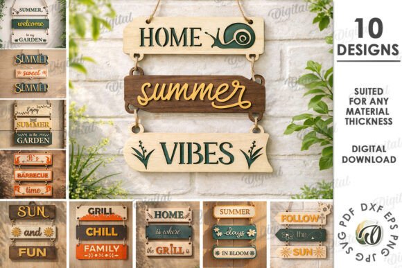 3D Summer Wall Decors Bundle Laser Cut