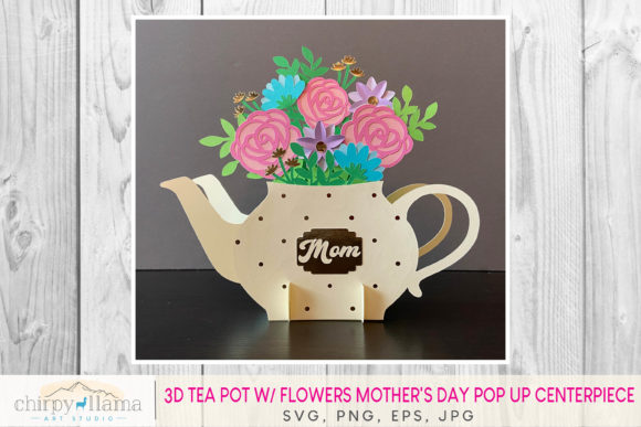 3D Tea Pot W Flowers Mother s Day