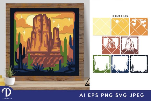 Canyon 3D Shadow Box Paper Cut SVG