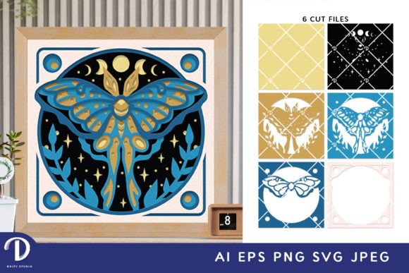 Celestial Moth 3D Shadow Box Paper Cut Review