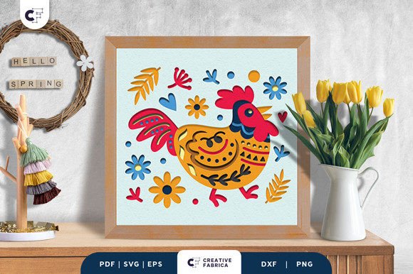 Chicken Folk Art 3D Shadow Box Paper Cut Review