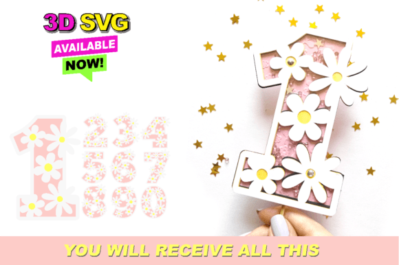 Daisy Birthday Numbers 3D SVG for Laser Cutting and Birthday Crafts