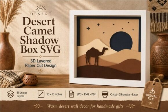 Desert Camel Shadow Box Svg 3d Layered Review