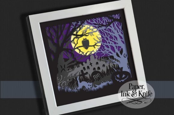 Graveyard 3D SVG Halloween Shadowbox