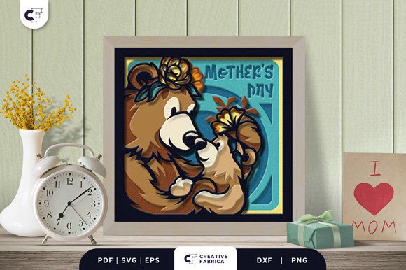 Mama and Baby Bear 3D Shadow Box: A Holidays 3D SVG Review