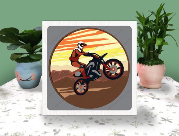 MOTOCROSS RIDER 3D Box Paper Svg