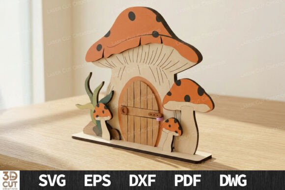 Mushroom Fairy House 3D SVG for Laser Cutting and Home Decor
