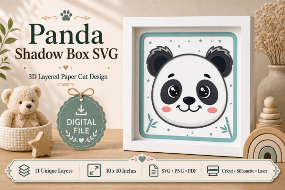 Panda Shadow Box Svg 3d Layered Review