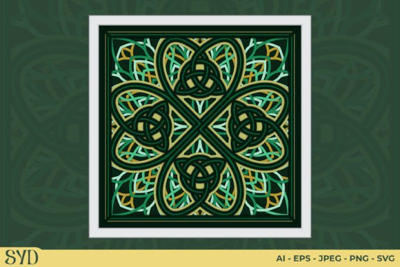 Shamrock Celtic Mandala 3D SVG for Shadow Boxes