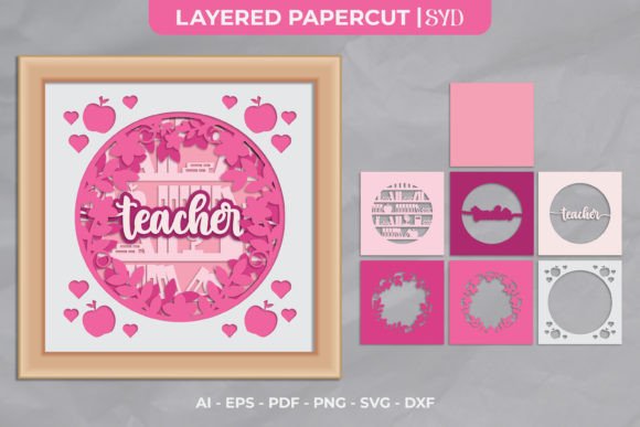 Teacher 3D Shadow Box SVG Teacher SVG